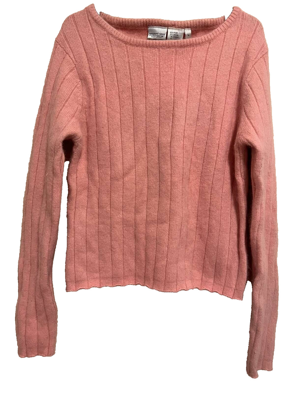 Newport News Angora Lambswool Women's sweater knit soft pink top Size L A000160